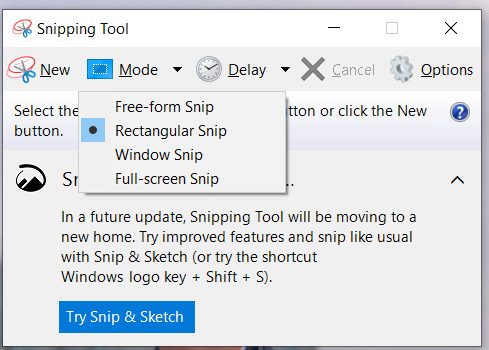 snipping tool win 10
